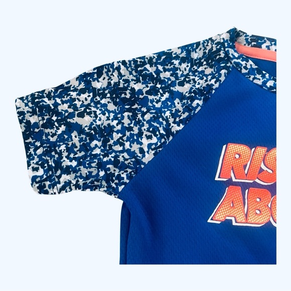 Athletic DriWorks casual blue graphic T-Shirt 5T patterned short sleeves - Picture 4 of 11